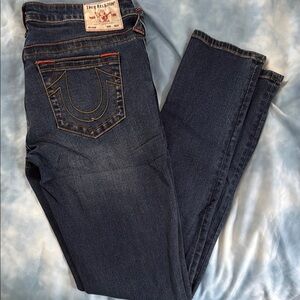 True Religion Blue Skinny Jeans with Signature Stitching